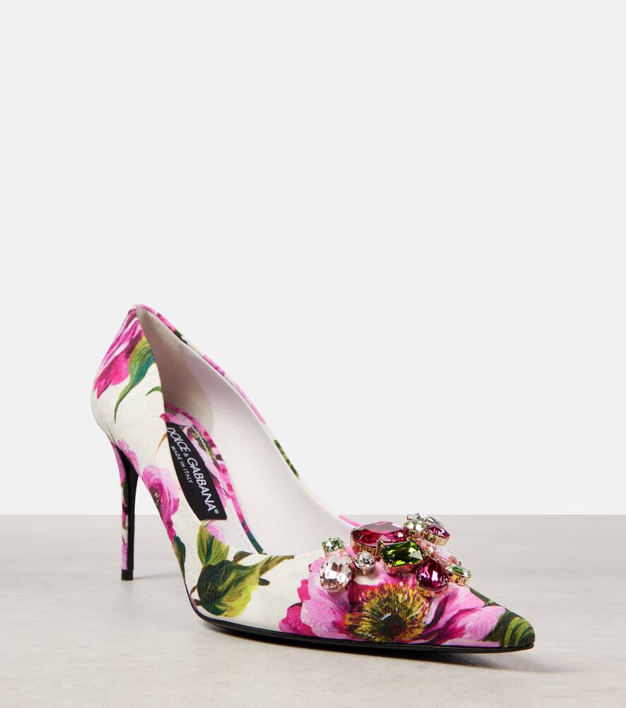 Dolce&Gabbana Embellished leather-trimmed pumps