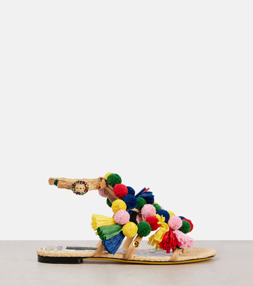 Dolce&Gabbana Embellished raffia sandals