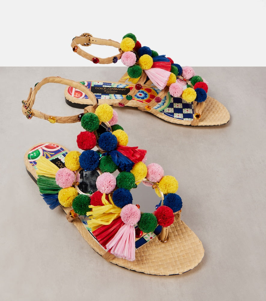 Dolce&Gabbana Embellished raffia sandals
