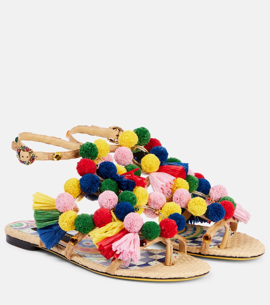 Dolce&Gabbana Embellished raffia sandals