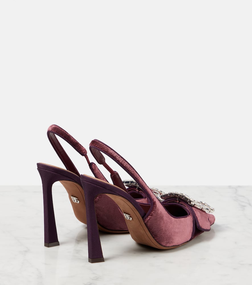 Dolce&Gabbana Embellished velvet slingback pumps