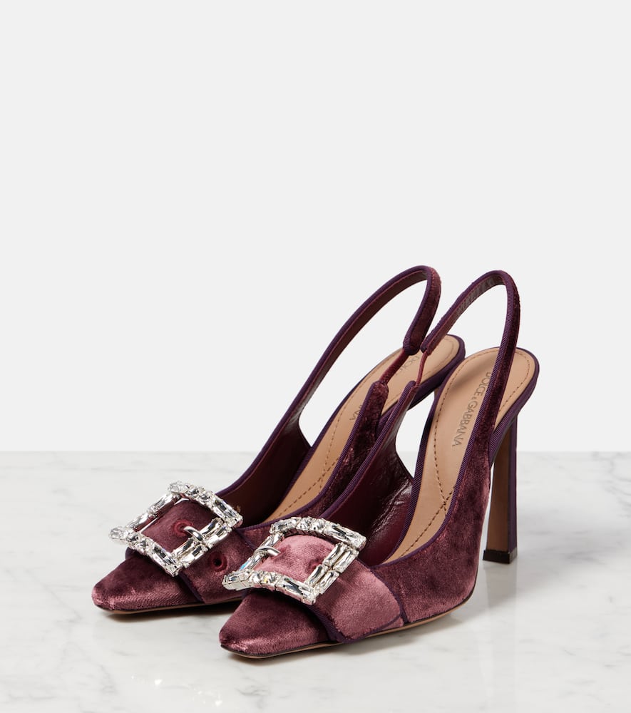 Dolce&Gabbana Embellished velvet slingback pumps