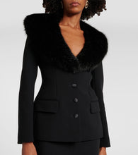 Dolce&Gabbana Faux fur-trimmed wool-blend blazer