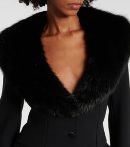 Dolce&Gabbana Faux fur-trimmed wool-blend blazer