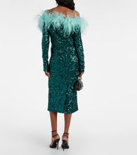 Dolce&Gabbana Feather-trimmed sequined midi dress