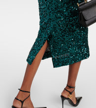 Dolce&Gabbana Feather-trimmed sequined midi dress