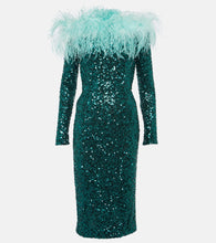 Dolce&Gabbana Feather-trimmed sequined midi dress. Dolce&Gabbana 羽毛饰边亮片中长连衣裙