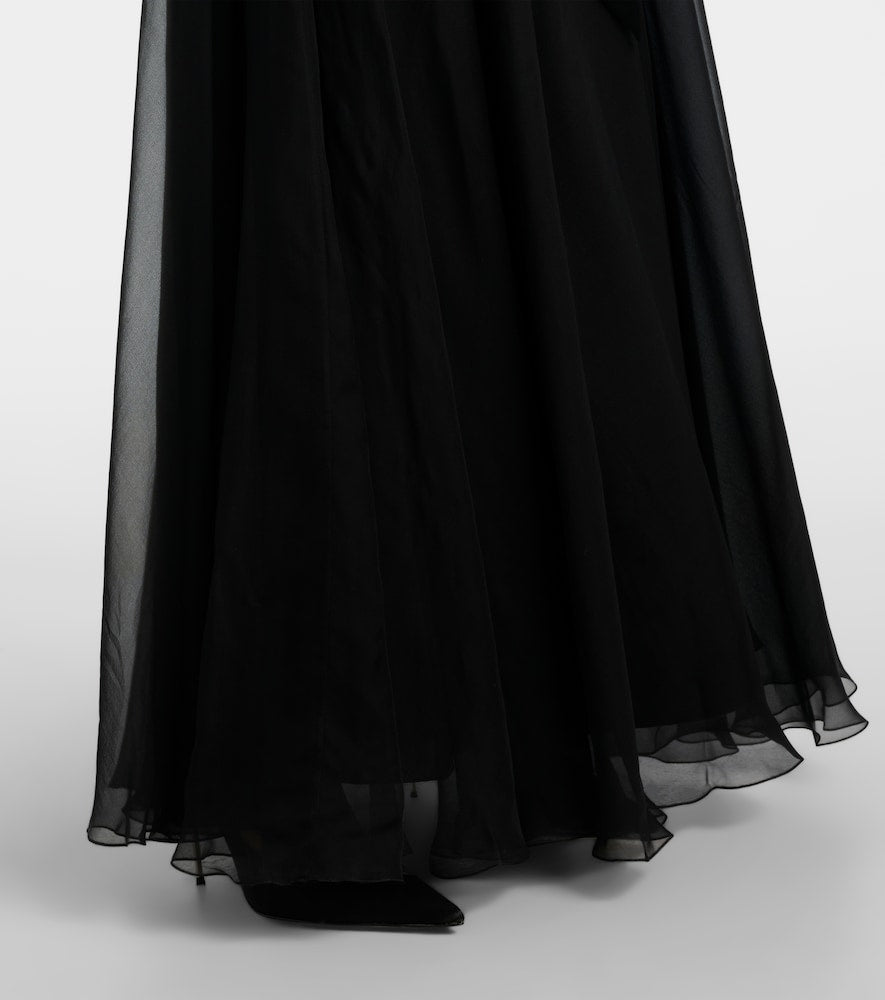 Dolce&Gabbana Feather-trimmed silk chiffon gown