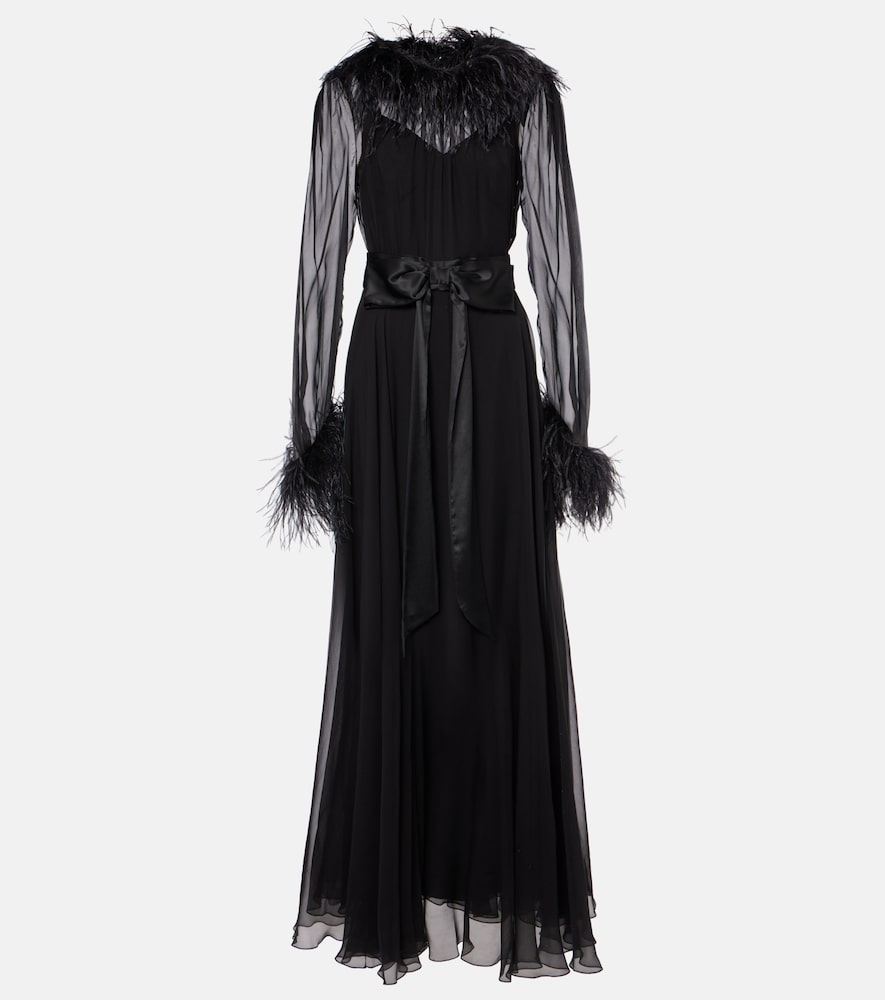 Dolce&Gabbana Feather-trimmed silk chiffon gown. Dolce&Gabbana 羽毛饰边真丝雪纺礼服