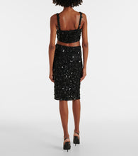 Dolce&Gabbana Floral-appliqu√É¬© sequined pencil skirt