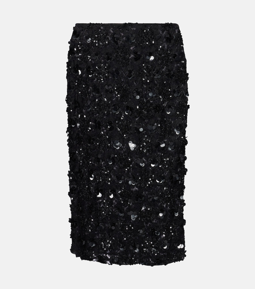 Dolce&Gabbana Floral-appliqu√É¬© sequined pencil skirt - Dolce&Gabbana 花卉贴花亮片铅笔裙
