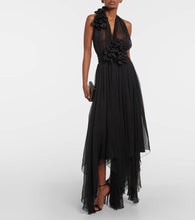Dolce&Gabbana Floral-appliqué silk chiffon gown