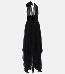 Dolce&Gabbana Floral-appliqué silk chiffon gown