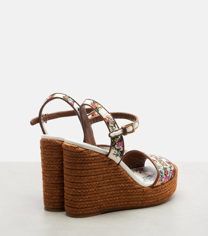 Dolce&Gabbana Floral embroidered espadrille wedges