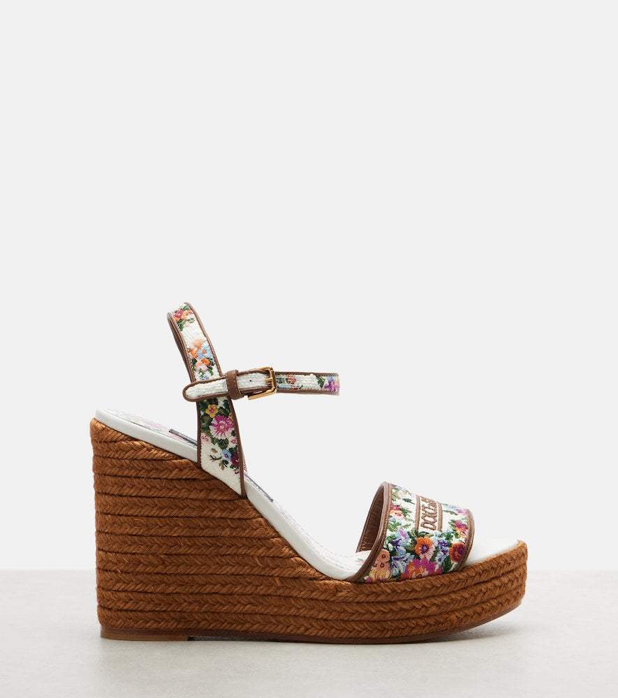 Dolce&Gabbana Floral embroidered espadrille wedges