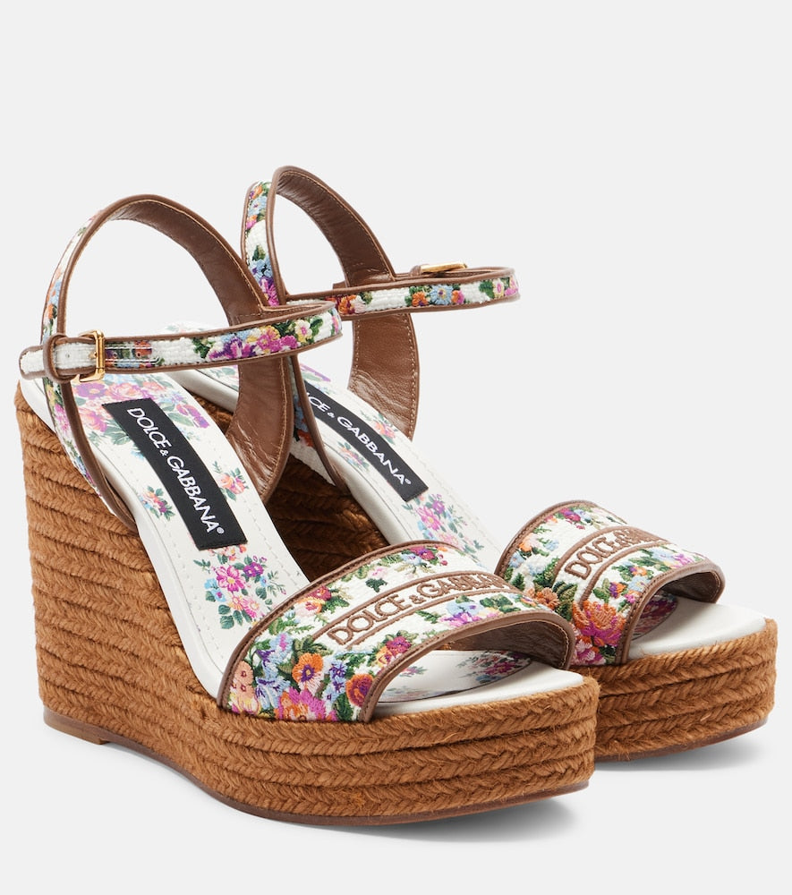 Dolce&Gabbana Floral embroidered espadrille wedges