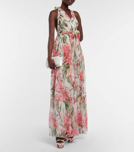 Dolce&Gabbana Floral halter-neck silk gown