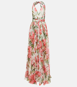 Dolce&Gabbana Floral halter-neck silk gown