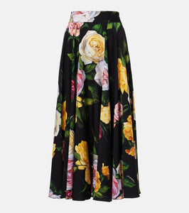 Dolce&Gabbana Floral silk-blend charmeuse midi skirt