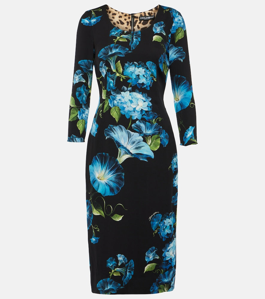 Dolce&Gabbana Floral silk-blend midi dress. Dolce&Gabbana 花卉图案真丝混纺中长连衣裙