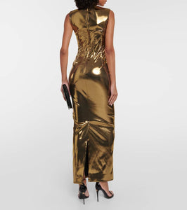 Dolce&Gabbana Foiled satin maxi dress