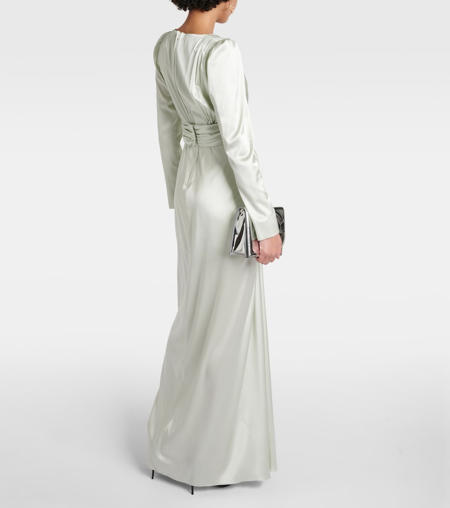 Dolce&Gabbana Gathered front-slit silk-blend gown