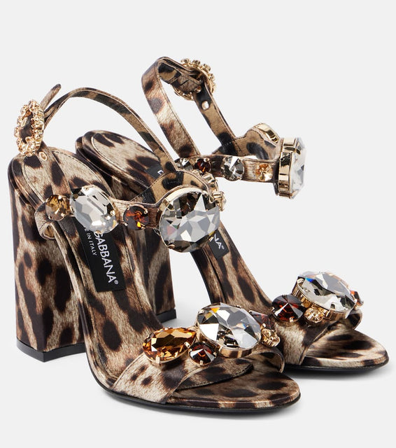 Dolce&Gabbana Keira 105 leopard-print satin sandals