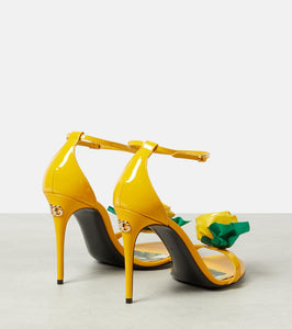 Dolce&Gabbana Keira floral-appliqu√É¬© patent leather sandals