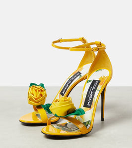 Dolce&Gabbana Keira floral-appliqu√É¬© patent leather sandals