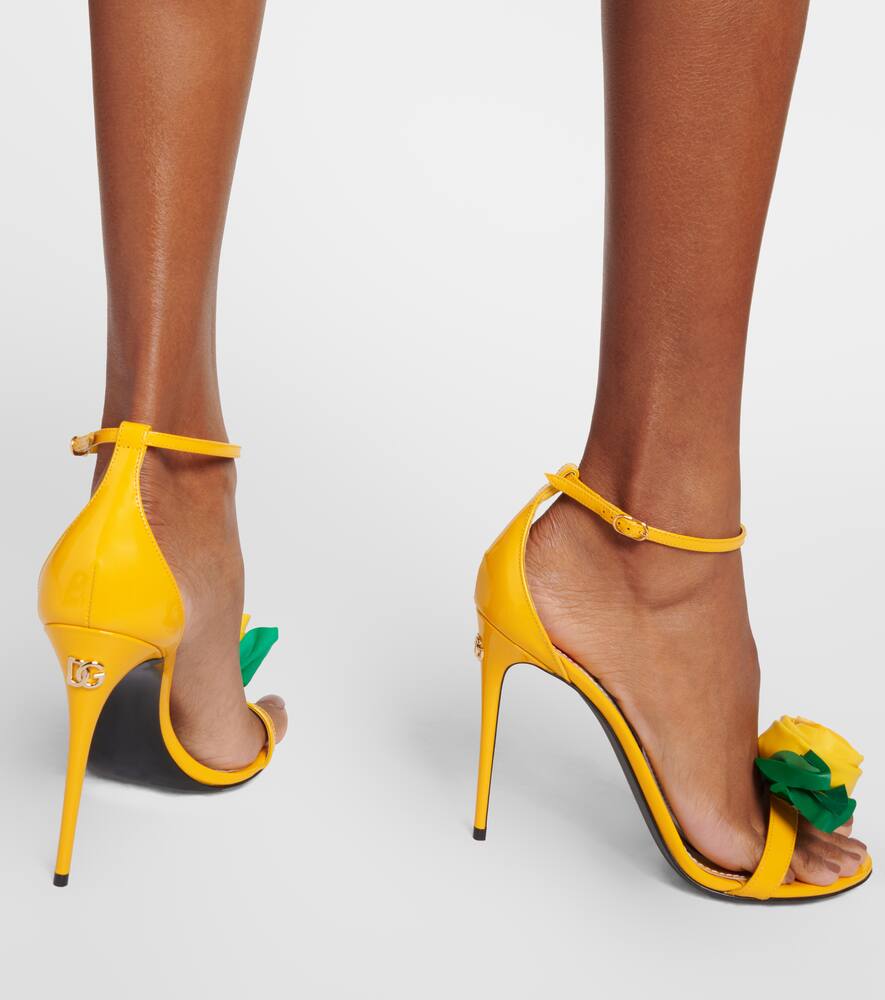 Dolce&Gabbana Keira floral-appliqu√É¬© patent leather sandals