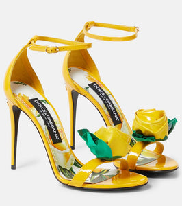Dolce&Gabbana Keira floral-appliqu√É¬© patent leather sandals