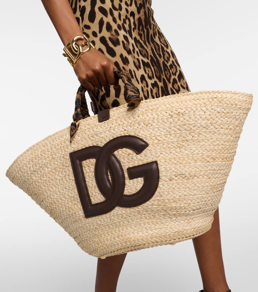 Dolce&Gabbana Kendra leather-trimmed raffia tote bag