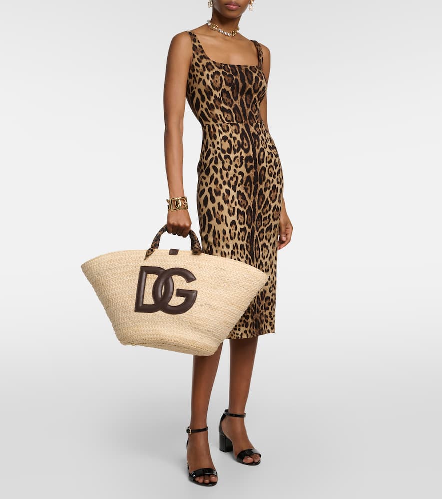 Dolce&Gabbana Kendra leather-trimmed raffia tote bag