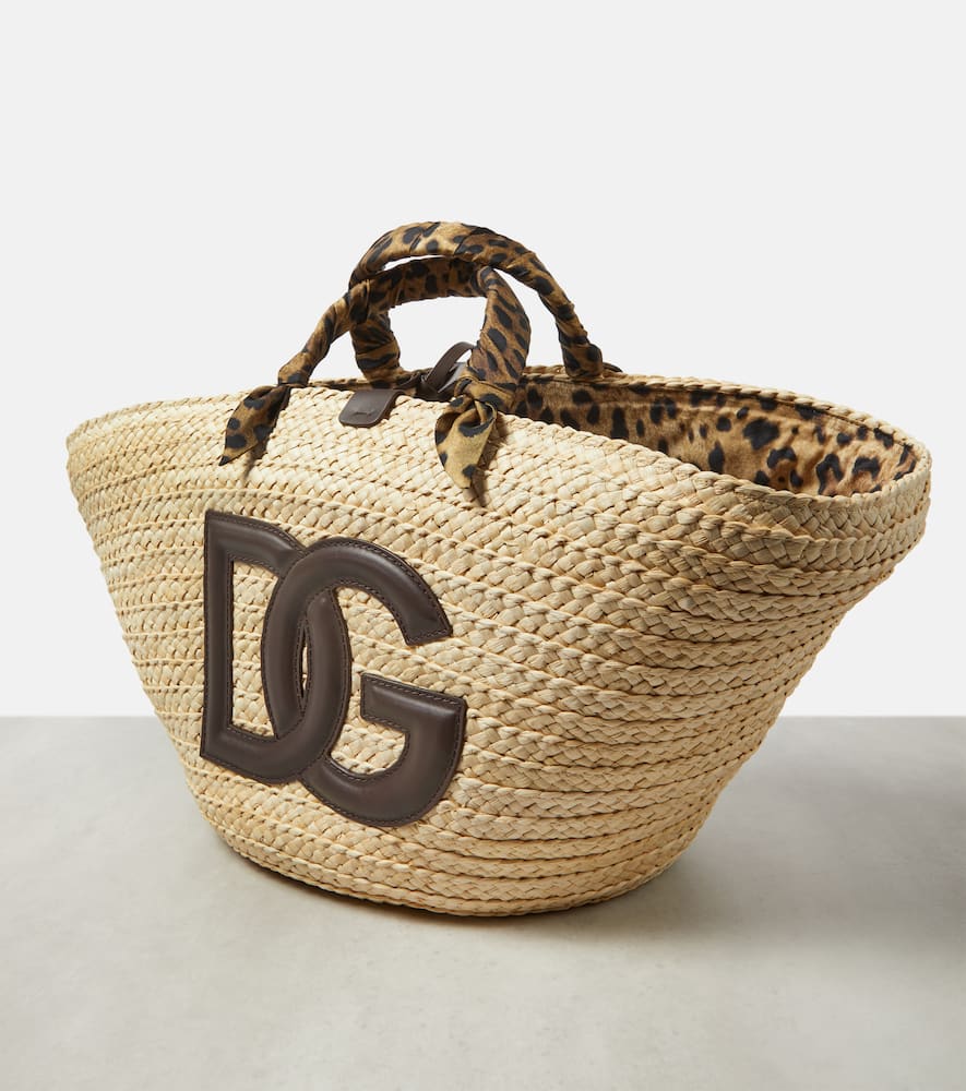 Dolce&Gabbana Kendra leather-trimmed raffia tote bag