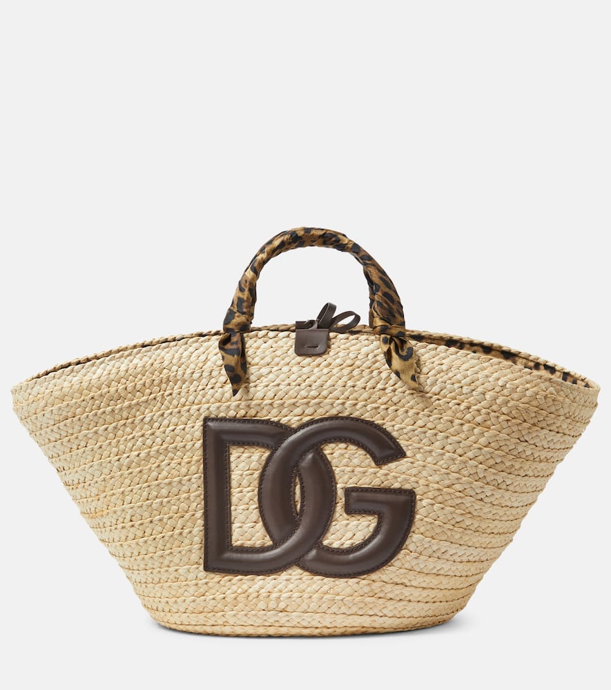 Dolce&Gabbana Kendra leather-trimmed raffia tote bag