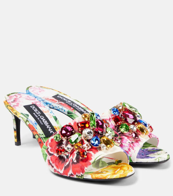 Dolce&Gabbana Kiera floral embellished brocade mules