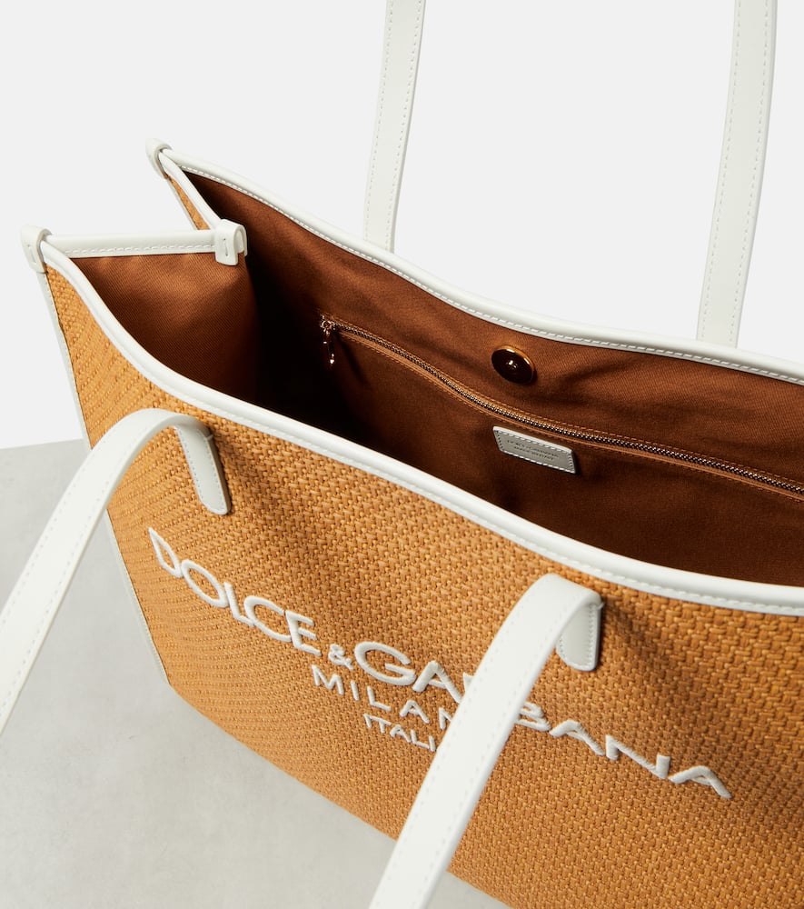 Dolce&Gabbana Large leather-trimmed raffia shopper
