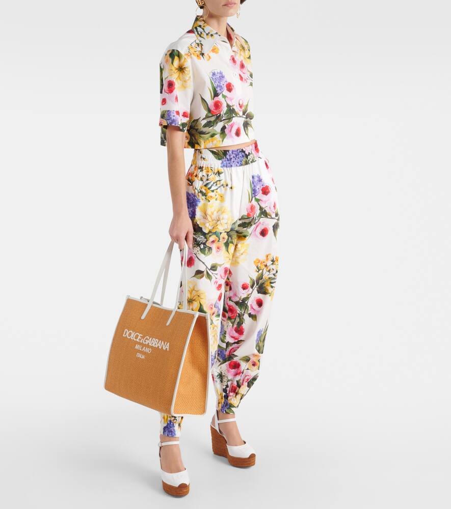 Dolce&Gabbana Large leather-trimmed raffia shopper