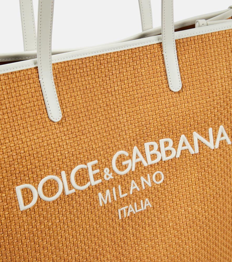 Dolce&Gabbana Large leather-trimmed raffia shopper