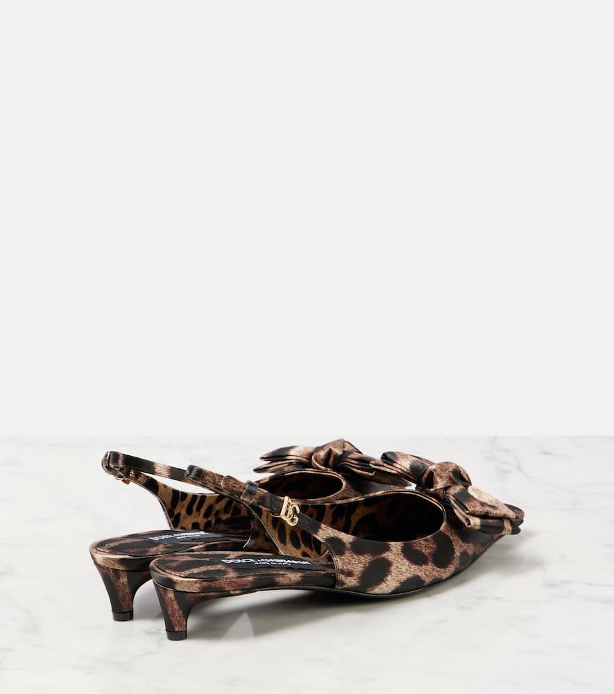 Dolce&Gabbana Leo 30 printed satin slingback pumps