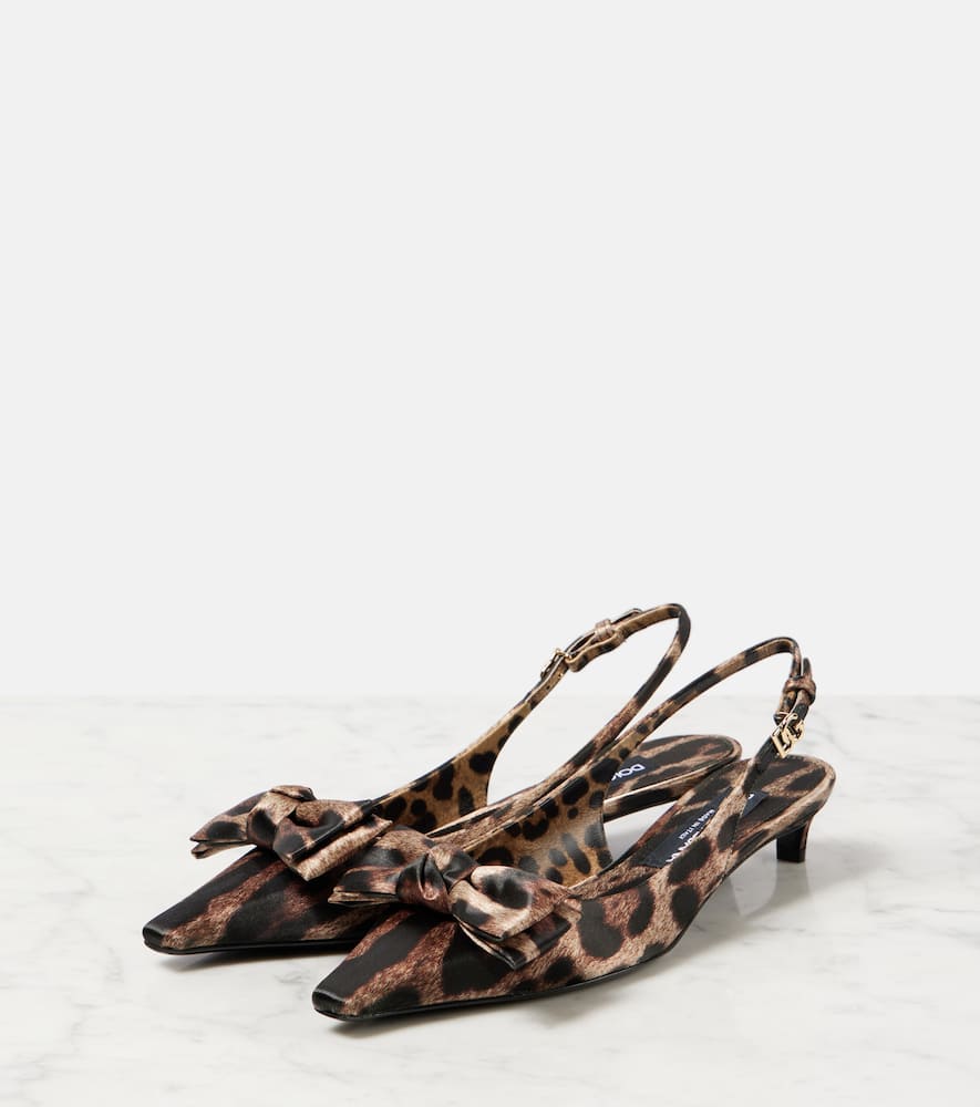 Dolce&Gabbana Leo 30 printed satin slingback pumps