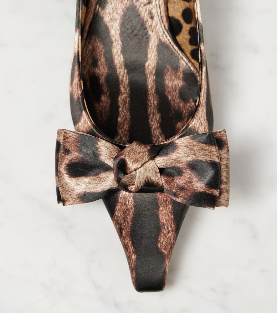 Dolce&Gabbana Leo 30 printed satin slingback pumps