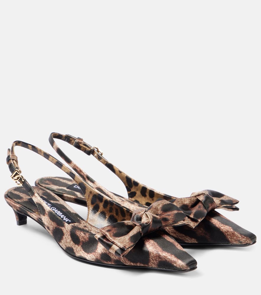 Dolce&Gabbana Leo 30 printed satin slingback pumps