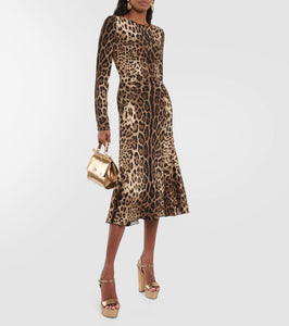 Dolce&Gabbana Leopard-print jersey midi dress