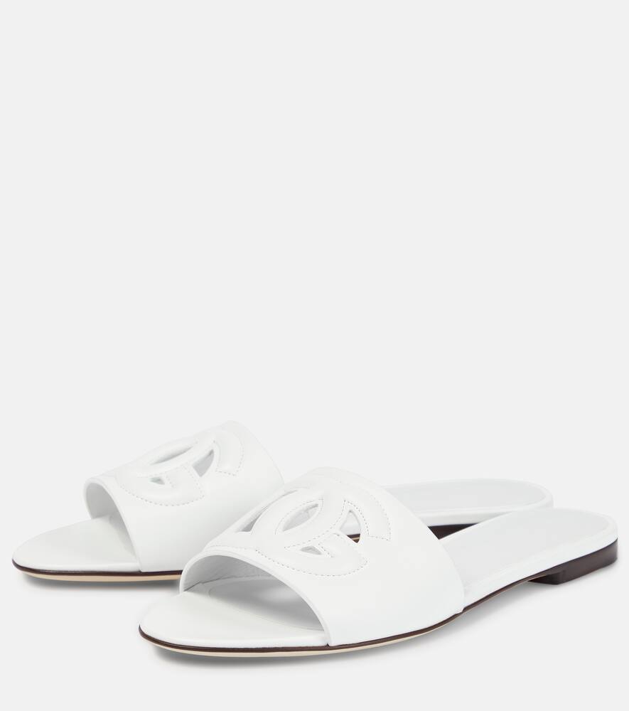 Dolce&Gabbana Logo cutout leather slides