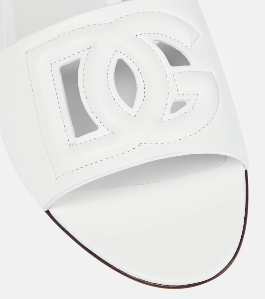 Dolce&Gabbana Logo cutout leather slides