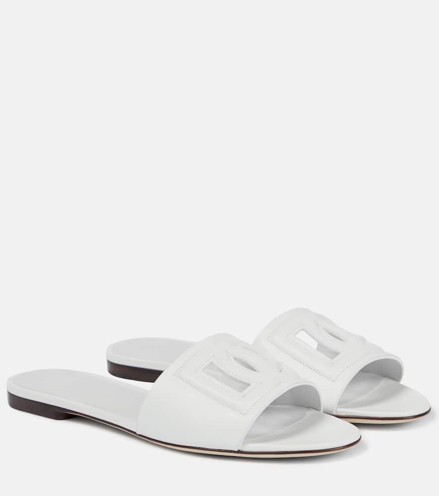 Dolce&Gabbana Logo cutout leather slides