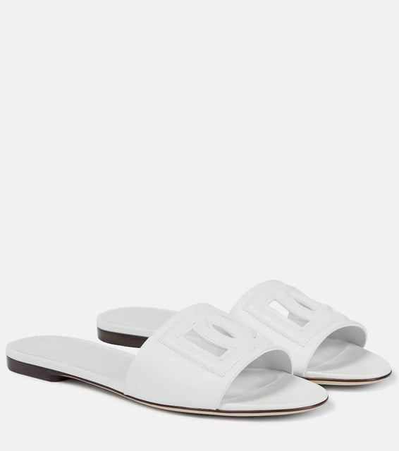 Dolce&Gabbana Logo cutout leather slides