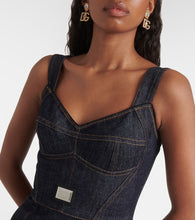 Dolce&Gabbana Logo embroidered denim midi dress