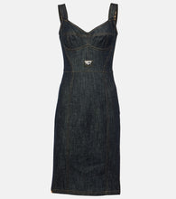 Dolce&Gabbana Logo embroidered denim midi dress. Dolce&Gabbana 标志刺绣牛仔中长连衣裙